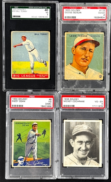 1933-36 Goudey Hall of Famer Collection of 5