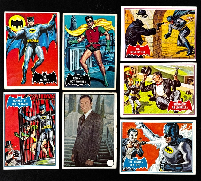 1966 Topps Batman - Black Bat, Red Bat, Blue Bat and "Bat Laffs" Complete Sets (4) 