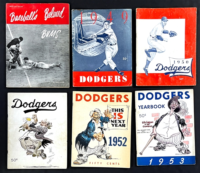 1947-1957 Brooklyn Dodgers First 10 Yearbooks Incl. 1947 Issue with Jackie Robinson Insert