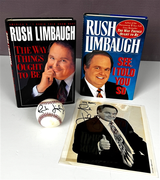 Rush Limbaugh Signed Books and Baseball (3 Items) (Beckett Authentic)