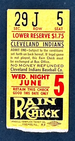 Mickey Mantle Career Home Run #186 Ticket Stub - June 6, 1957, Cleveland Municipal Stadium