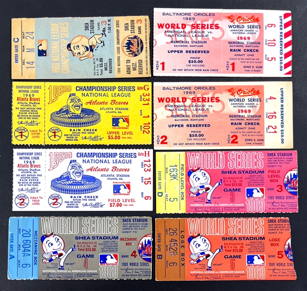 1969 New York Mets World Series and NLCS Complete Ticket Stub Collection (8)