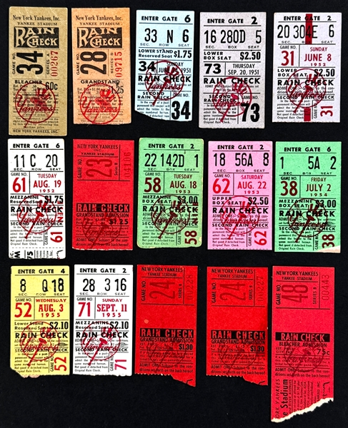 1948-1956 New York Yankees TIcket Stub Collection (15)