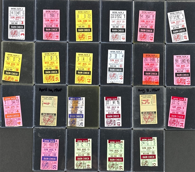 1963-64 New York Yankees Ticket Stub Collection (22)