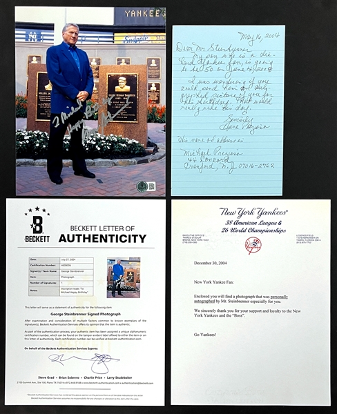 George Steinbrenner Signed 8x10 "Happy Birthday" Photo Incl. Yankees Letter (Beckett Authentic)