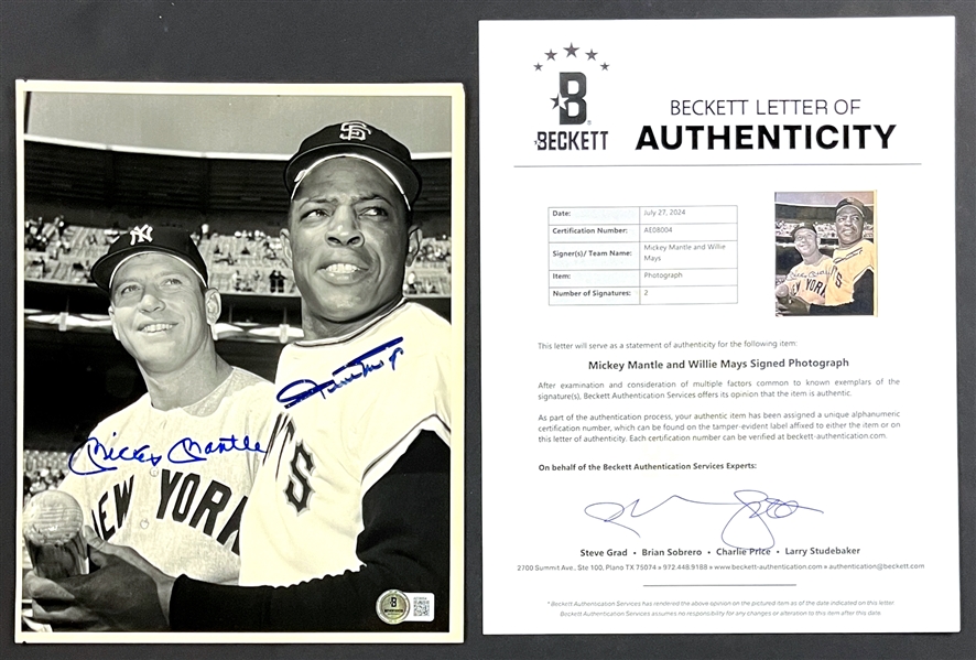 Mickey Mantle and Wille Mays Signed 8x10 "AP/Wide World" Photo (Beckett Authentic)