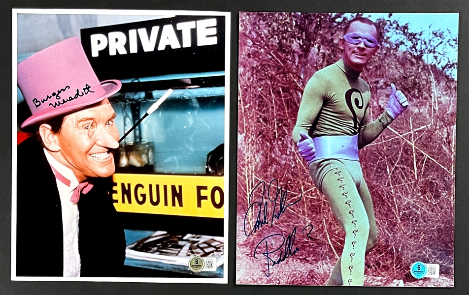 The Penguin (Burgess Meredith) and The Riddler (Frank Gorshin) <em> Batman</em> Villians Signed 8x10 Photos (Beckett Authentic)