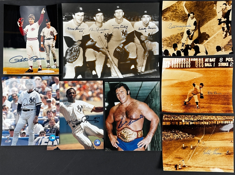 Hall of Famers and Superstars Signed Photos Group (8) Incl. Pete Rose and Others (Beckett Authentic)