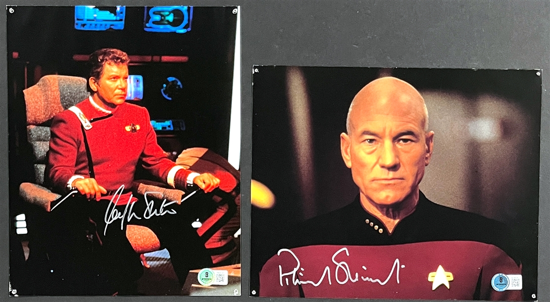 William Shatner and Patrick Stewart Signed Photos Captains of The Starship Enterprise <em>Star Trek</em> (Beckett Authentic)