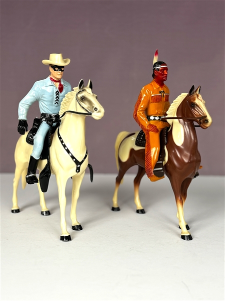 1950s Lone Ranger and Tonto Hartland Statues (2) Incl. Complete Accessories