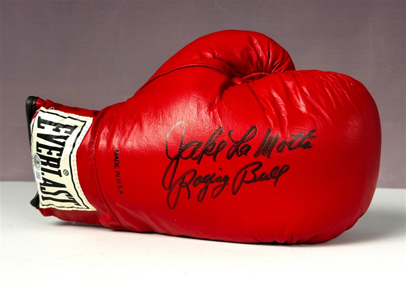 Jake LaMotta "Raging Bull" Signed Boxing Glove (Beckett Authentic)