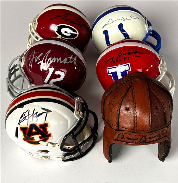 NFL Hall of Famers and Superstars Signed Mini Helmets (6) Incl. Joe Namath, Johnny Unitas, Bo Jackson and Others (Beckett Authentic)