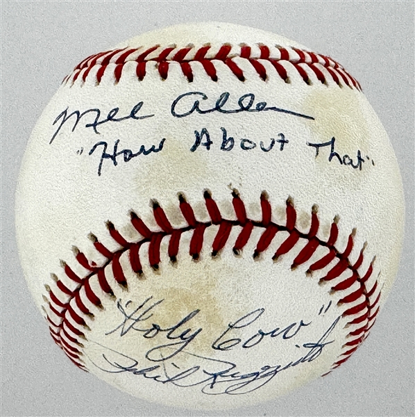 Mel Allen "How About That" and Phil Rizzuto "Holy Cow" Signed Baseball (Beckett Authentic)