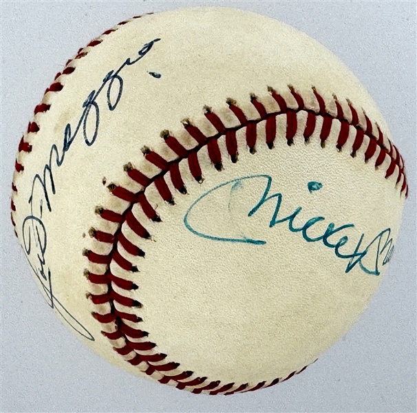 Joe DiMaggio and Mickey Mantle Signed OAL (Brown) Baseball (Beckett Authentic)