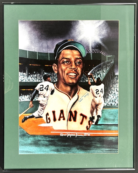 Willie Mays Signed Robert Stephen Simon Lithograph (JSA LOA)