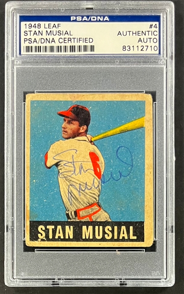 1948 Leaf #4 Stan Musial Signed Card - Encapsulate PSA/DNA Authentic