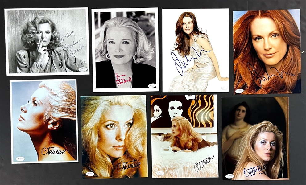 Hollywood Actresses Signed 8x10 Photo Collection of 35 (with Duplication) Incl. Gena Rowlands, Catherine Deneuve, Raquel Welch and Others (JSA)