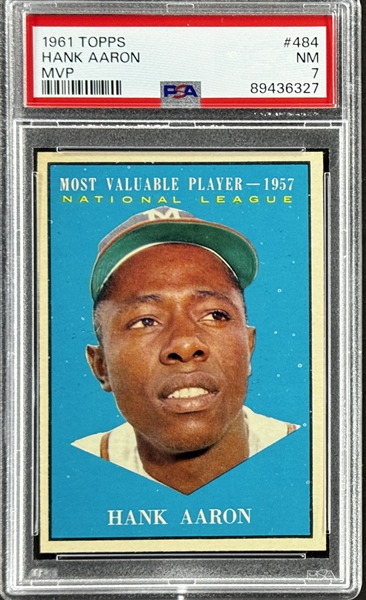 1961 Topps #484 Hank Aaron MVP - PSA NM 7