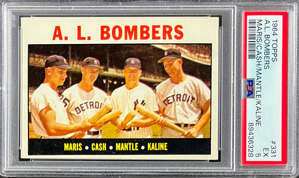 1964 Topps #331 A.L. Bombers Maris/Cash/Mantle/Kaline - PSA EX 5