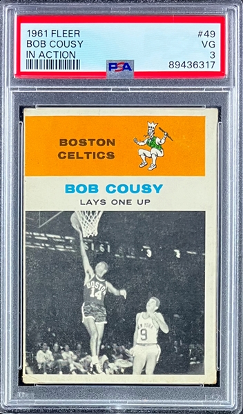 1961 Fleer Basketball #49 Bob Cousey In Action - PSA VG 3