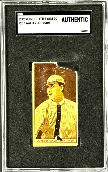 1912 T207 Recruit "Brown Background" Walter Johnson - SGC Authentic