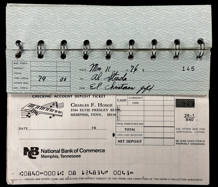 1975-76 Charlie Hodge Handwritten Check Register (With Graceland Address) - Regularly Used by Elvis Presley