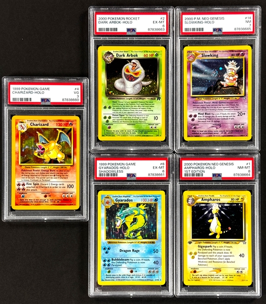 1999-2000 Pokemon Collection (5) Incl. #4 Charizard - Holo - PSA VG 3