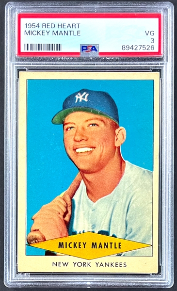 1954 Red Heart Mickey Mantle - PSA VG 3