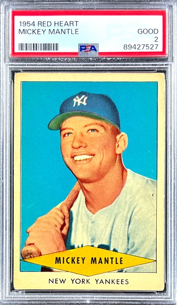 1954 Red Heart Mickey Mantle - PSA GD 2