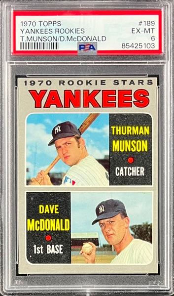 1970 Topps #189 Thurman Munson Rookie Card - PSA EX-MT 6