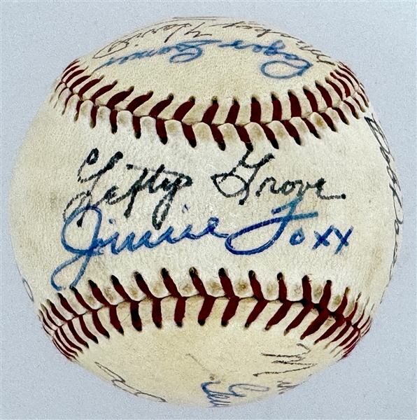 Boston Red Sox Hall of Famers and Stars Multi-Signed Baseball (15 Signatures) Incl. Lefty Grove, Rick Farrell and Others (Beckett Authentic) - Mickey Harris Collection