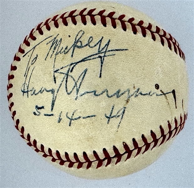 President Harry S. Truman Signed Baseball Inscribed to Red Sox Pitcher Mickey Harris (Beckett Authentic) 