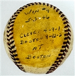 1946 Mickey Harris Win #4 ("5-3-46") Game Used Baseball - From his 17-Win Season