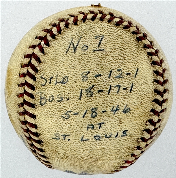 1946 Mickey Harris Win #7 ("5-18-46") Game Used Baseball - From his 17-Win Season