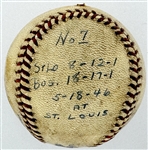 1946 Mickey Harris Win #7 ("5-18-46") Game Used Baseball - From his 17-Win Season