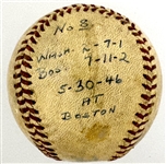 1946 Mickey Harris Win #8 ("5-30-46") Game Used Baseball - From his 17-Win Season