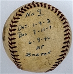 1946 Mickey Harris Win #9 ("6-9-46") Game Used Baseball - From his 17-Win Season