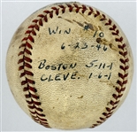 1946 Mickey Harris Win #10 (6-23-46) Game Used Baseball - From his 17-Win Season