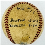 1946 Mickey Harris Win #17 ("9-24-46") Game Used Baseball - From his 17-Win Season