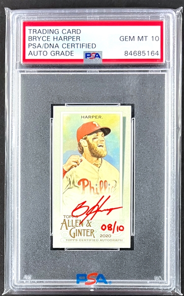 2020 Topps "Allen & Ginter" #MA-BH Bryce Harper Signed - PSA/DNA GEM MINT 10