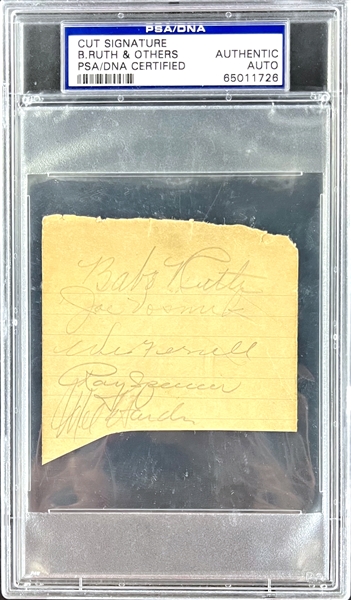 1933 Babe Ruth Twice-Signed Autograph Sheet (Encapsulated Authentic PSA/DNA)