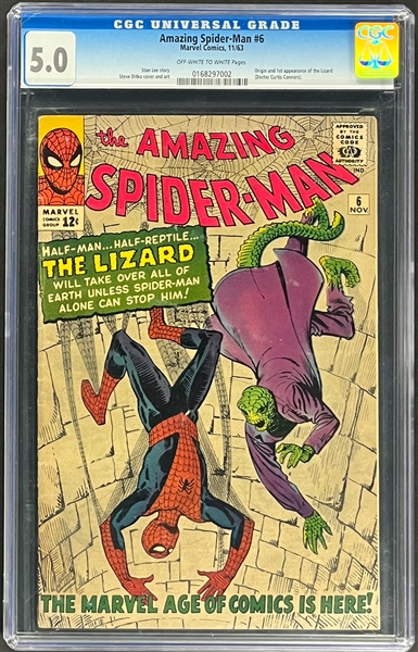 The Amazing Spider-Man #6 (Marvel, 1963) CGC VG/FN 5.0 - First Appearance of The Lizard!