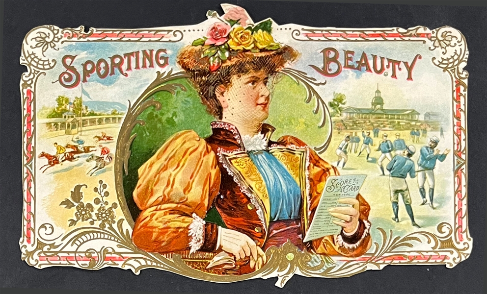 1896 "Sporting Beauty" Cigar Box Label Depicting Baseball Game