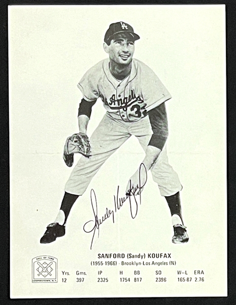 Sandy Koufax Signed 1973 Hall of Fame Picture Pack Photo (Beckett Authentic)