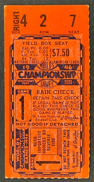 1946 World Series Game 1 Ticket Stub - St. Louis Sportsmans Park