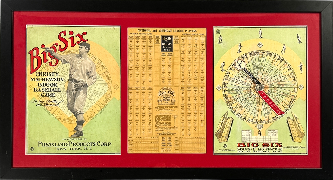 1922 Christy Mathewson "Big Six Indoor Baseball Game" in Huge Framed Display