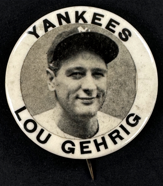 1930s Lou Gehrig Stadium Pin - High Grade Example