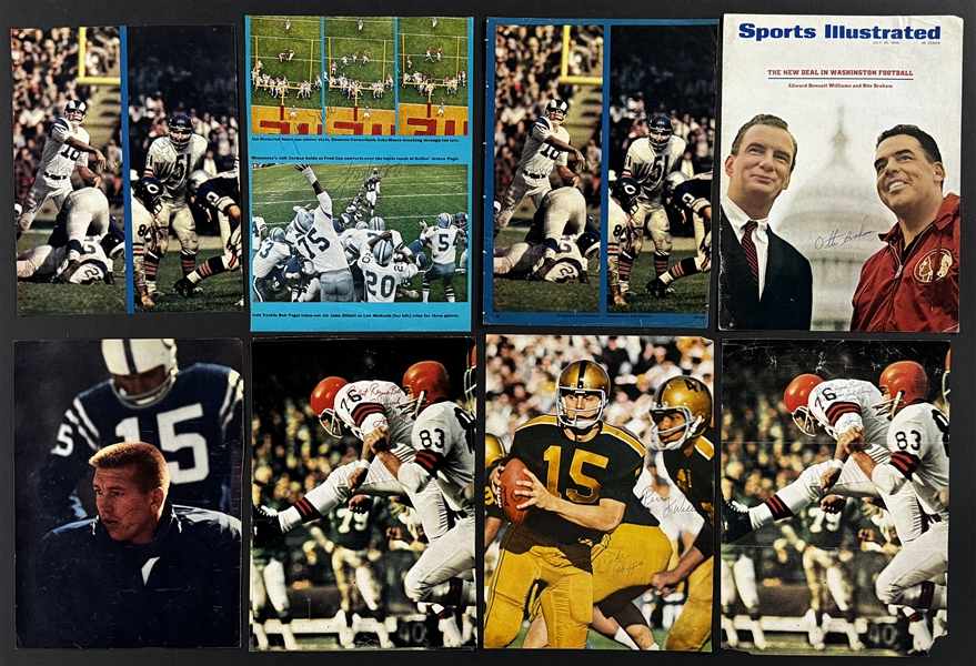 Football Hall of Famers and Stars Signed 8x10 and Smaller Color Magazine Photos Collection (41) Incl. Unitas, Graham, Butkus and Others (Beckett Authentic)