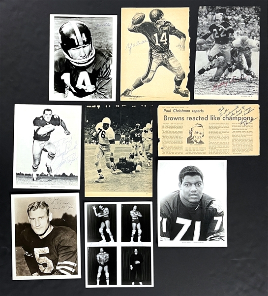 Football Hall of Famers and Stars Signed 8x10 Black and White Magazine Photos Collection (9) Incl. Layne, Tittle and Others (Beckett Authentic)