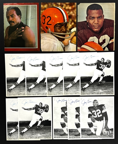 Jim Brown Signed 8x10 Color and BW Magazine Photos Collection (13) (Beckett Authentic)